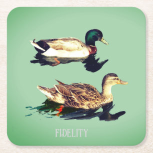 Ducks mallards essbare Zuckerguss Runden Rechteckiger Pappuntersetzer
