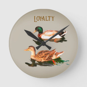 Ducks mallards runde wanduhr