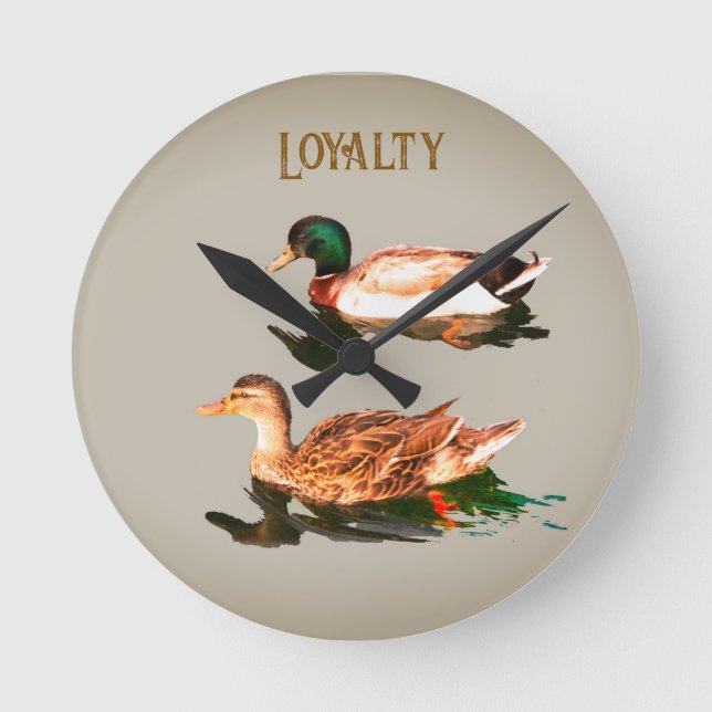Ducks mallards runde wanduhr (Vorderseite)