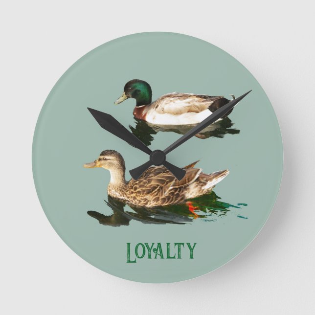 Ducks mallards runde wanduhr (Vorderseite)