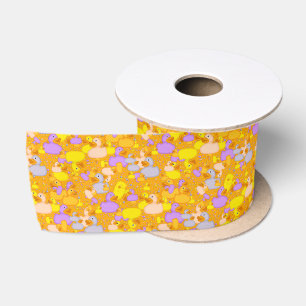 Ducks-n-Dots-Style-1-Orange-SATIN RIBBON SPOOL Satinband