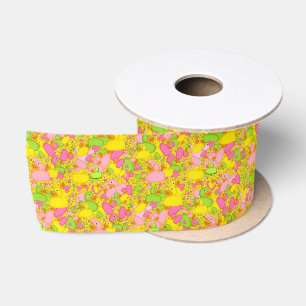 Ducks-n-Dots-Style-2-Gelb-SATIN-RIBBON-SPOOL Satinband