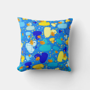 Ducks-n-Dots-Style-3-blau, 3-Sq-DREHPILLOW Kissen