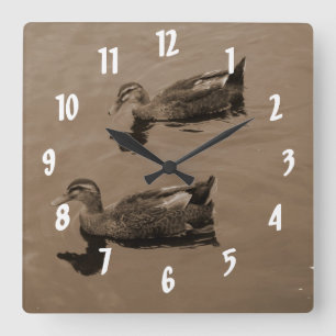 Ducks Quadratische Wanduhr