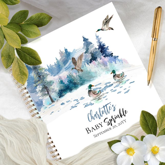 Ducks Woodland Forest Boy Baby Sprinkle Gästebuch Notizbuch (Von Creator hochgeladen)