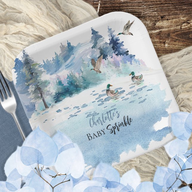 Ducks Woodland Forest Nature Baby Sprinkle Pappteller (Von Creator hochgeladen)