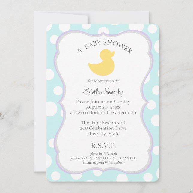 Ducky Baby Shower Einladung (Vorderseite)