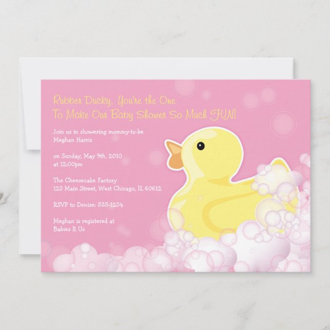 Ducky - Babyparty-Einladung - Gummirosa! Einladung (Vorderseite)