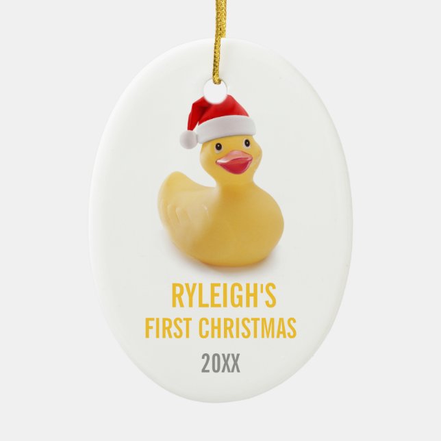 Ducky Babys erste Weihnachtsverzierung Sankt Keramik Ornament (Vorne)