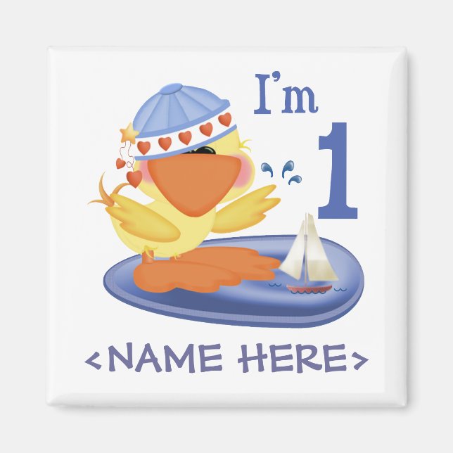 Ducky Boy 1. Geburtstag Magnet (Vorne)