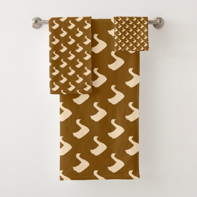 Ducky Duck Diagonal Brown Badhandtuch Set (Insitu)