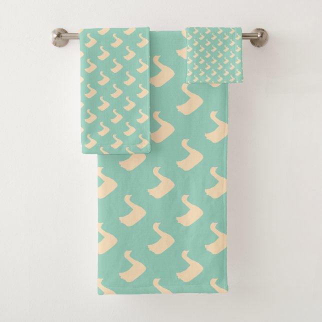 Ducky Duck Diagonal Lt Aquamarin Badhandtuch Set (Insitu)