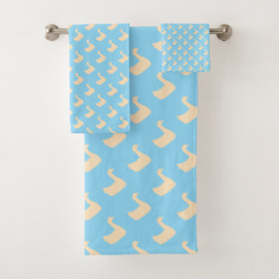 Ducky Duck Diagonale Kinder Lt Blau Badhandtuch Set
