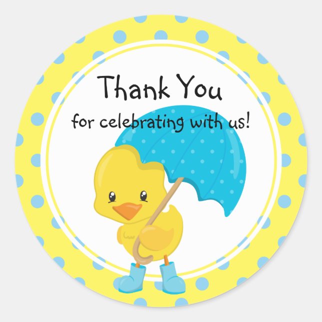 Ducky mit Umbrella Baby Ducky Danke Runder Aufkleber (Vorderseite)