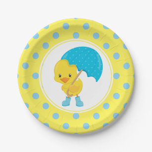 Ducky mit Umbrella Baby Dusche Pappteller
