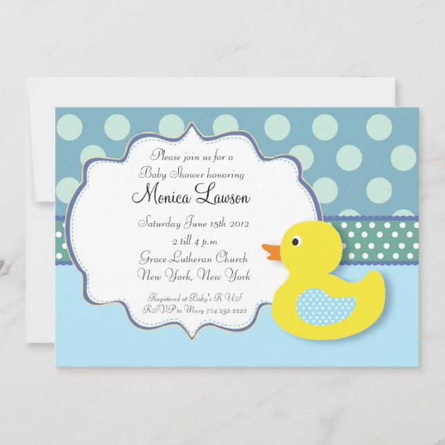 Ducky moderne Babyparty-Einladung Einladung (Vorderseite)