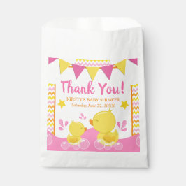 Ducky Polka Dot Babydusche aus Gelb und Rosa Gummi Geschenktütchen