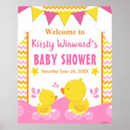 Ducky Polka Dot Babydusche aus Gelb und Rosa Gummi Poster