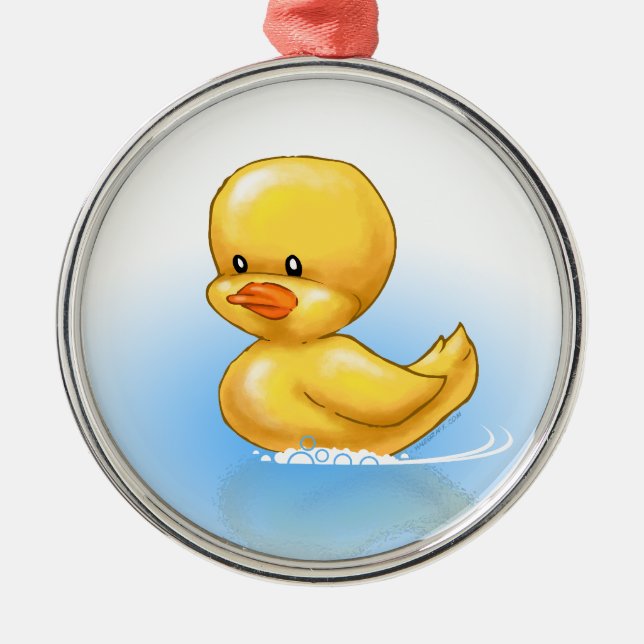 Ducky Verzierung Silbernes Ornament (Vorne)