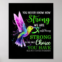 Duct Cancer Awareness Green Strong Hummingbird