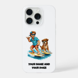 Dude and His Dog Surfing FUN Phone Sticker iPhone 15 Pro Hülle