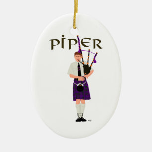 Dudelsackpfeifer - Lila Kilt Keramik Ornament