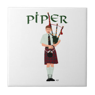 Dudelsackpfeifer - Rotes Kilt Fliese