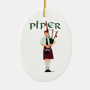 Dudelsackpfeifer - Rotes Kilt Keramikornament