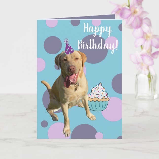 Dudley Labrador Birthday Karte (Orchidee)