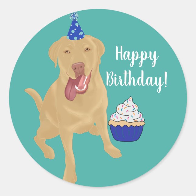 Dudley Labrador Birthday Runder Aufkleber (Vorderseite)