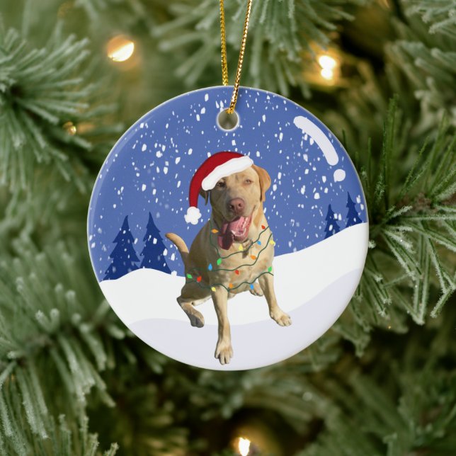 Dudley Labrador Christmas  Keramik Ornament (Baum)