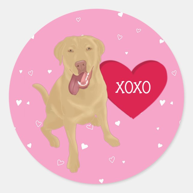 Dudley Labrador Valentines XOXO Runder Aufkleber (Vorderseite)