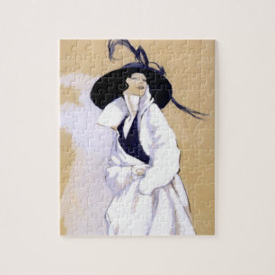 Dudovich Art Deco Illustration „Frau in einem weiß