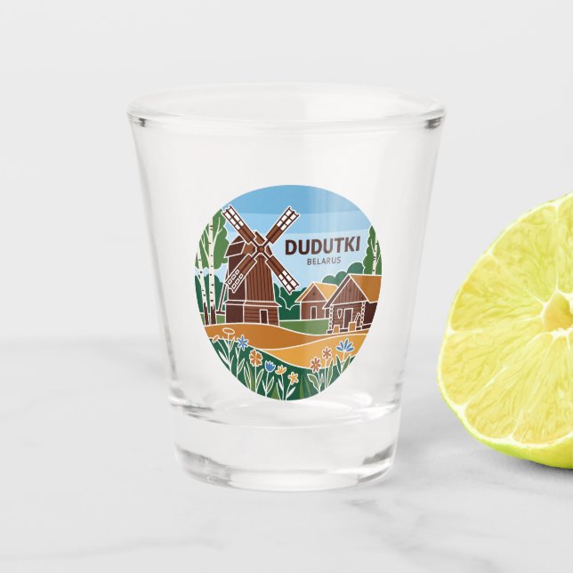 Dudutki Museum Komplex Belarus Schnapsglas (Vorderseite)