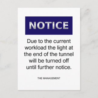 Due to the current workload notice funny postkarte
