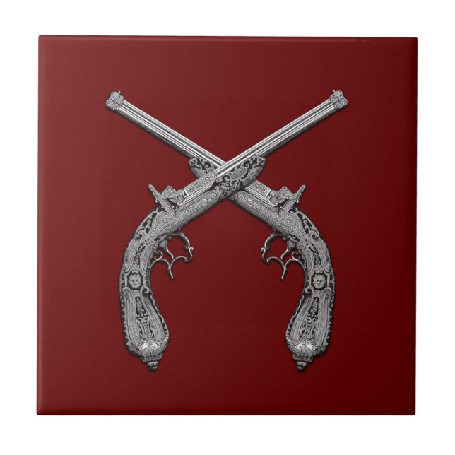 Dueling Antique Guns Maroon Fliese (Vorderseite)