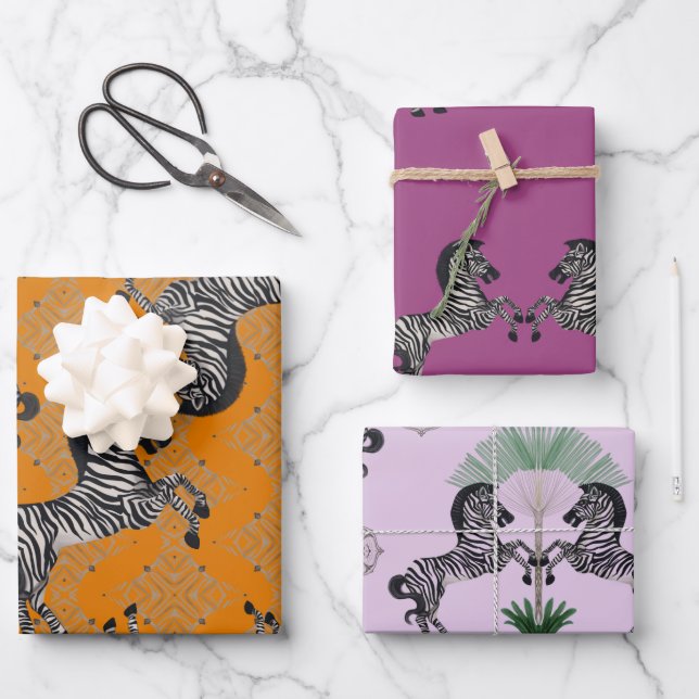 Dueling Zebra Geschenkpapier Set (Vorderseite)