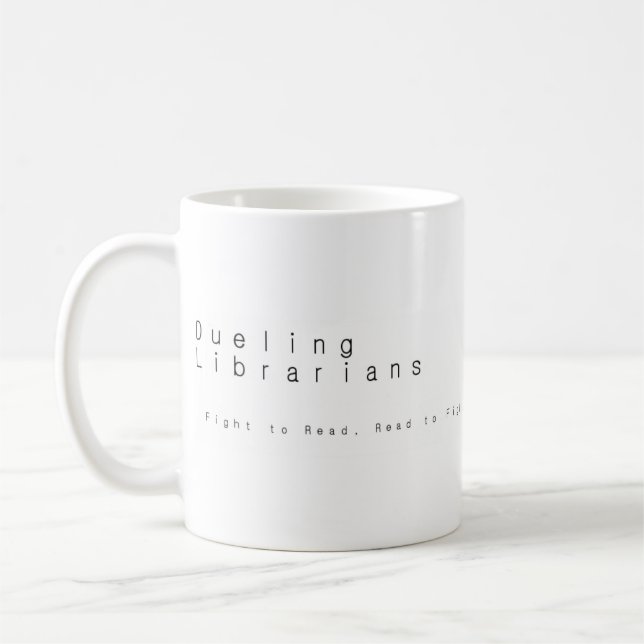 Duellbibliothekar-Gekritzel-Logo-Tasse Kaffeetasse (Links)