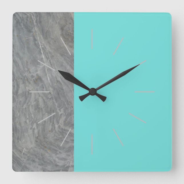 DUET | Marmor und jede Farbe Quadratische Wanduhr (Vorderseite)