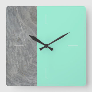 DUET | Marmorgrün oder jede Farbe Quadratische Wanduhr