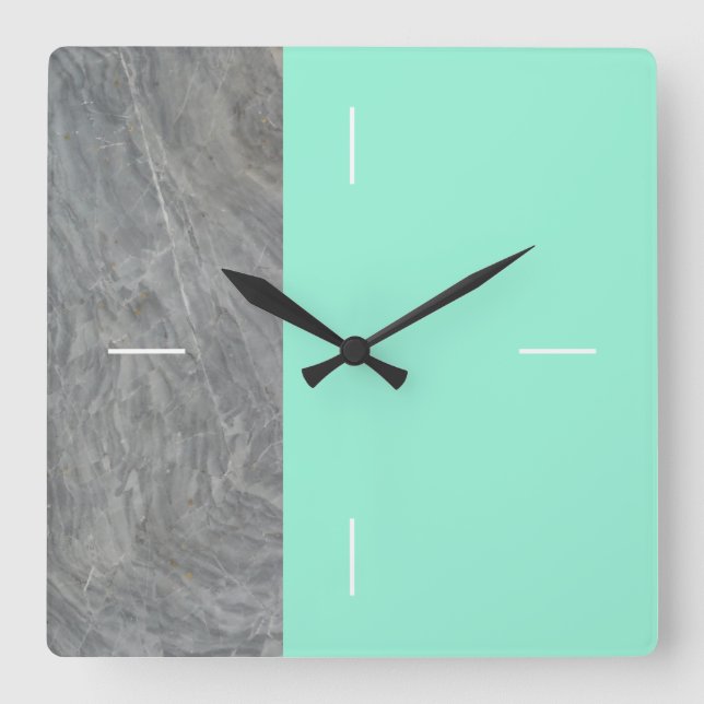 DUET | Marmorgrün oder jede Farbe Quadratische Wanduhr (Vorderseite)