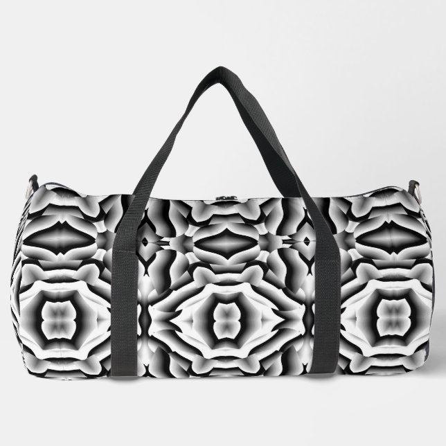 Duffel Bag, florale Design weiß und schwarz Duffle Bag (Vorderseite)
