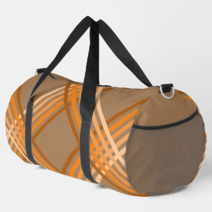 Duffeltasche - Orangefarbene Streifen auf braun Duffle Bag