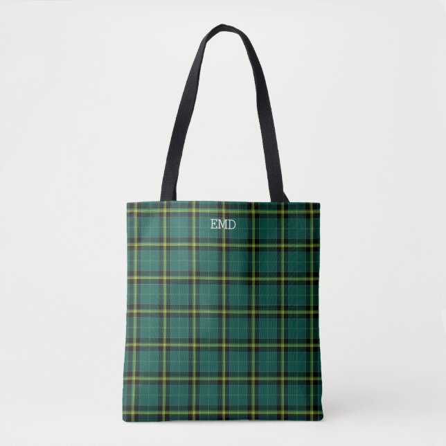 Duffy Clan Tartan Green Kariert Monogram Tasche (Vorderseite)