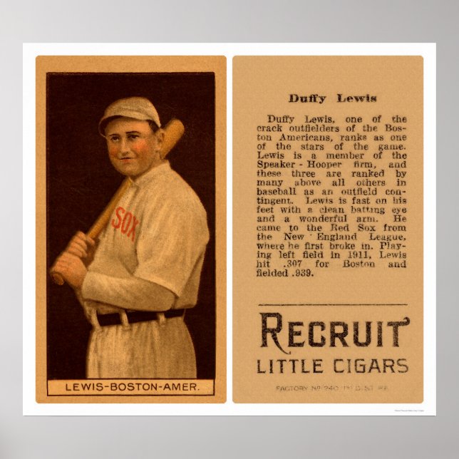 Duffy Lewis Red Sox Baseball 1912 Poster (Vorne)