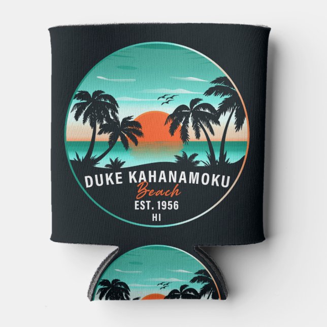Duke Kahanamoku Beach Hawaii Retro Sunset Souvenir Dosenkühler (Vorderseite)
