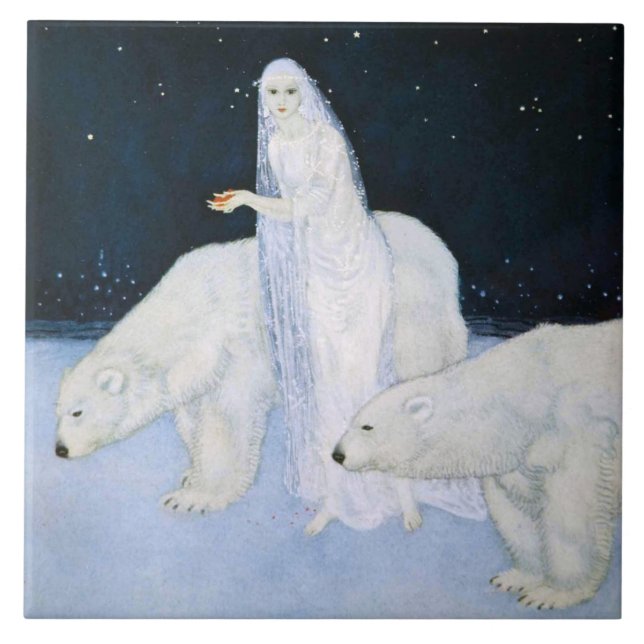 Dulac polarer Bärn-Winter-magische Fliese Trivet (Vorderseite)