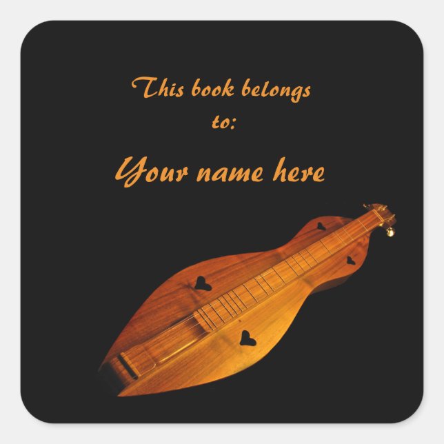 Dulcimer Buchzeichen Quadratischer Aufkleber (Vorderseite)