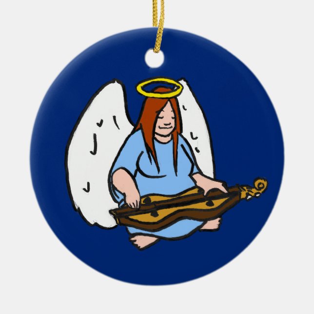Dulcimer-Engel Keramikornament (Vorne)