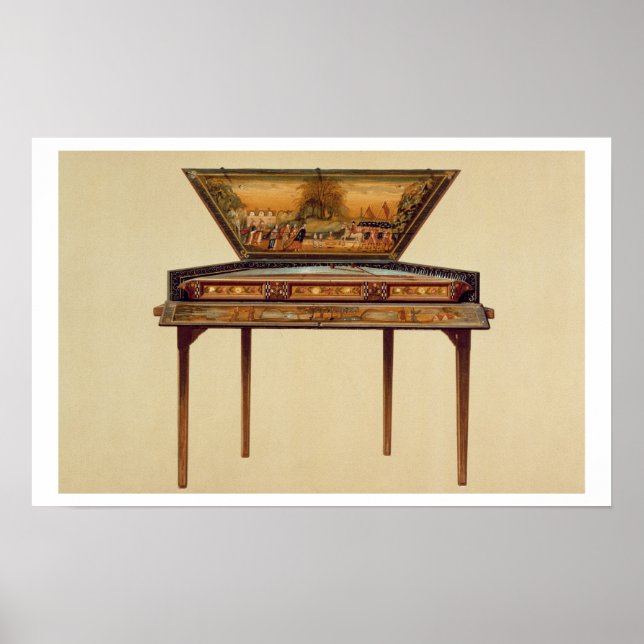 Dulcimer in einem gemalten Klangkasten, 18. Jh. Poster (Vorne)